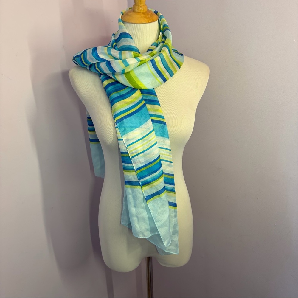 Talbots Blue and Green Striped Scarf